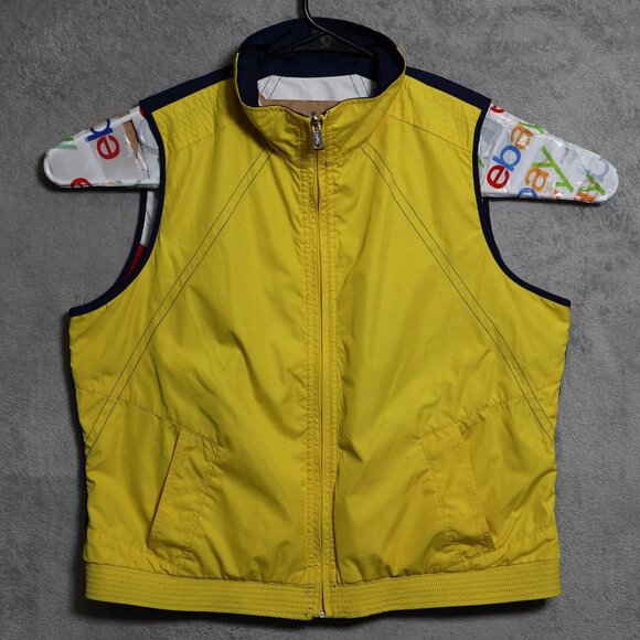 Lauren Ralph Lauren Vest Womens XL Navy Yellow Reversible Colorblock Zip Pockets - Picture 8 of 11